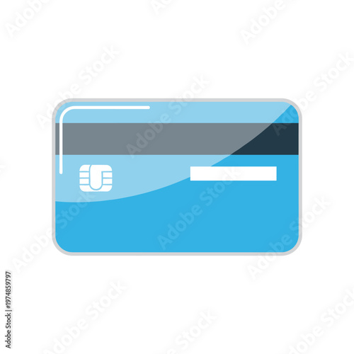Modern credit card with chip and security stripe for digital banking solutions electronic payment processing secure financial transactions online shopping and commercial banking services concept.