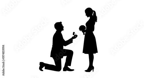 Man Proposing to Woman Silhouette.