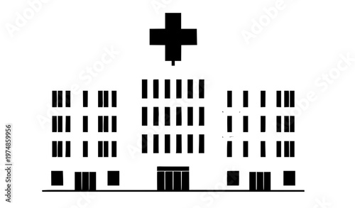 Modern hospital building with medical cross symbol healthcare vector illustration