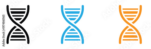 DNA double helix structure icons in black, Blue, And orange colors