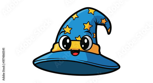 Blue Cartoon Wizard Hat.
