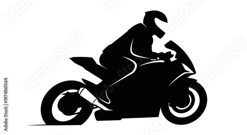 Motorcycle Rider Silhouette Racing Bike.