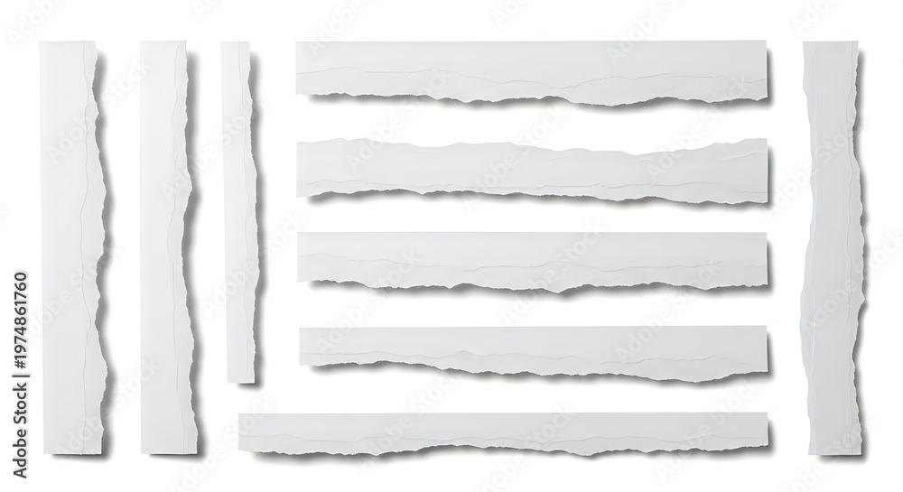 Fototapeta premium Torn strips of paper arranged in a visually intriguing pattern