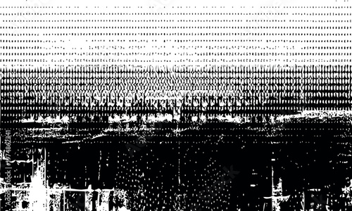 Glitchy black and white image with distorted pixels