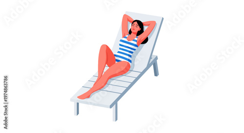 Woman Relaxing on a Deck Chair.