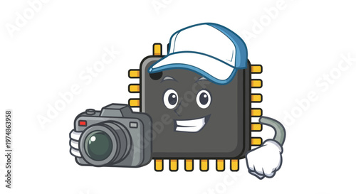 Microchip with camera and cap.