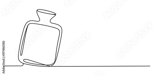 Continuous line drawing of a hot water bottle