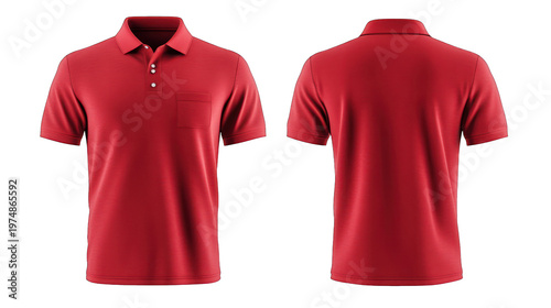 A red polo shirt on transparent background for branding purposes