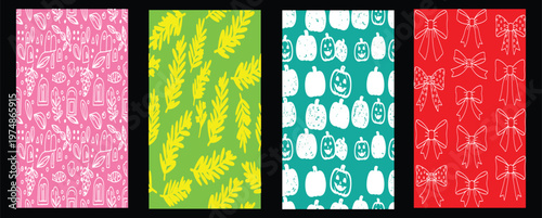 Vibrant patterned fabric swatches showcasing diverse designs and colors vector illustration
