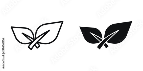 Contrasting outline and filled leaf designs with central stem