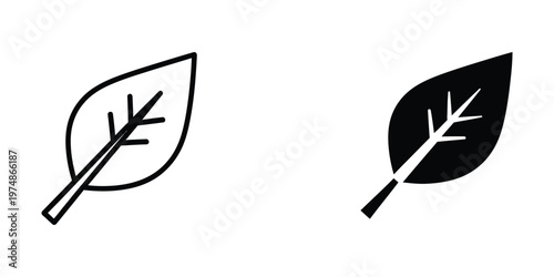 Contrasting black and white illustration of simple leaves with veins