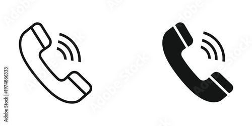 Two contrasting telephone icons indicating call connection and communication