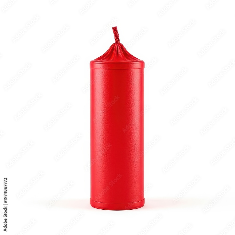 Obraz premium A vibrant red festive firecracker isolated on a clean white background, showcasing explosive celebration and potential danger, celebration, material, crisp