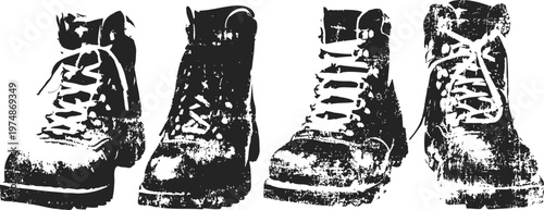 worn vintage boots lineup with rugged texture and distressed leather craftsmanship