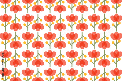 Minimalist floral seamless pattern with geometric tulips