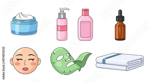 A set of skincare products and facial treatments for a relaxing beauty routine