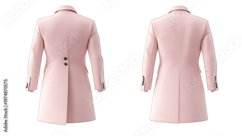 A pink coat with buttons on a transparent background