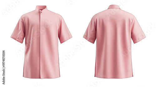 A pink short-sleeved shirt on transparent background for fashion design