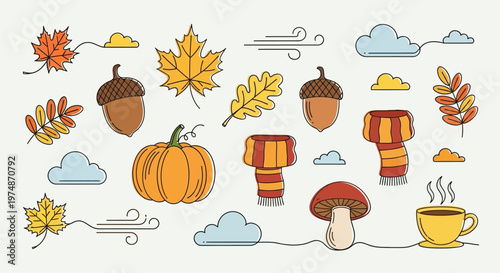 Autumn icons and symbols collection.