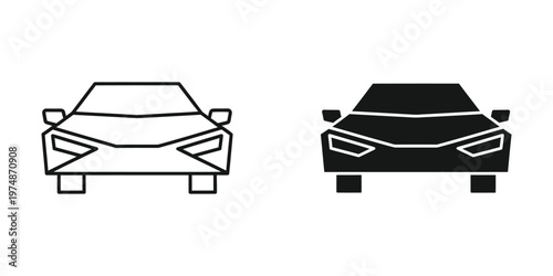 Comparison of a standard sedan and a modern luxury sedan silhouette front view