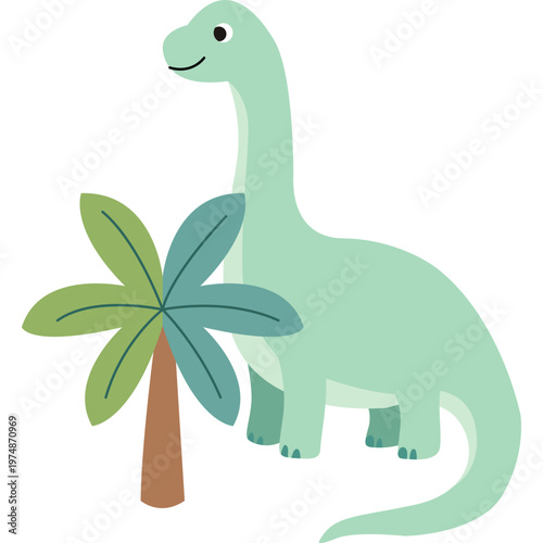 Cute Cartoon Brachiosaurus Dinosaur