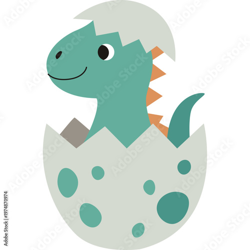 Cute Baby Dinosaur Hatching from Egg