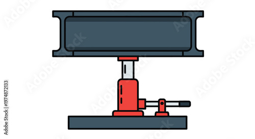 An industrial hydraulic jack lifting a heavy metal beam in a factory setting