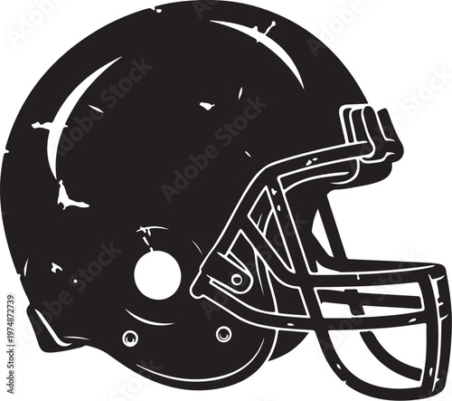 American Football Helmet in Black and White Color Scheme