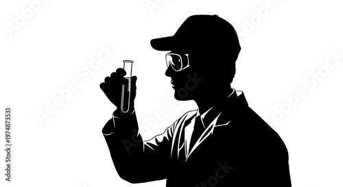 Scientist Holding Test Tube Silhouette.