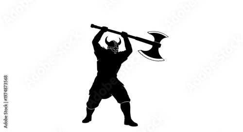 Man Silhouette with Large Axe.