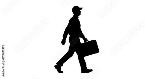 Man Walking with Briefcase Silhouette.