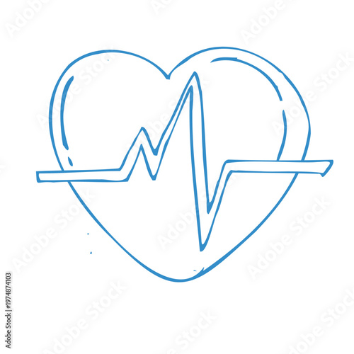 Vector Illustration heart pulse, line medical cardiology symbol, vector heartbeat doodle icon. Hand drawn Electrocardiogram vector outline icon.