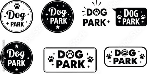 Dog park vintage signs collection retro style canine play area branding