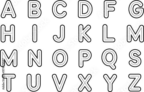 Kids alphabet handwriting practice A Z tracing worksheet illustration
