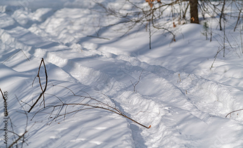 Deep ruts from transports on the snow.