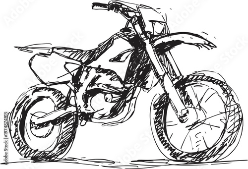 Dirt bike illustration off road motorcycle sketch with rugged tires and angled frame design
