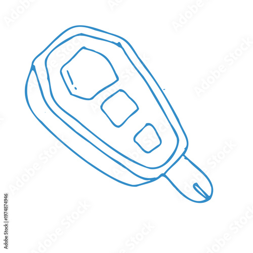 Glucometer doodle icon, Medical Equipment for diabetes diagnosis. Blood glucose meter level test healthcare illustration. Blue outline doodle illustration isolated.