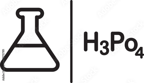 A flask illustration with the chemical formula for phosphoric acid