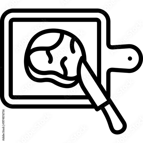 Schilderij op canvas meat cutting board line icon