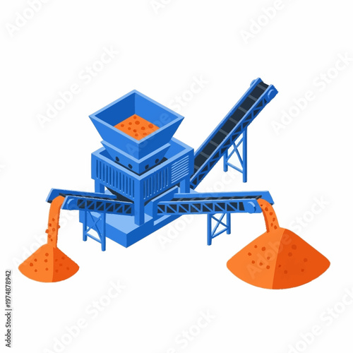 Industrial crushing and sorting plant for minerals and aggregates.