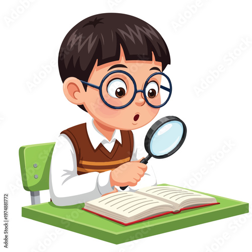 Child Magnifying Book Discovery Education Learning Commercial