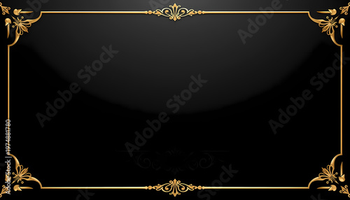 AI Generated Luxury Black and Gold Certificate Template with Ornamental Frame Elegant Dark Background