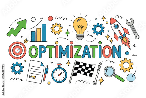 workflow and optimization illustration, combining data visualization, analytical tools and business metrics for productivity and strategic planning.