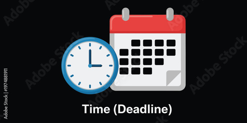 Time management concept a red calendar and clock illustrating deadlines and scheduled appointments