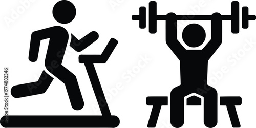 Person engaged in treadmill running and weightlifting exercises