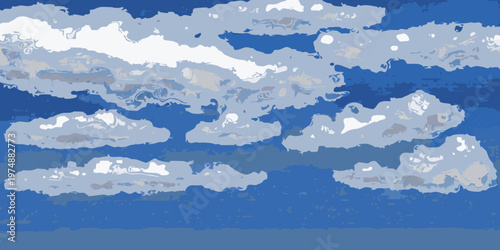 Abstract digital art depicting a cloudy blue sky with varying shades