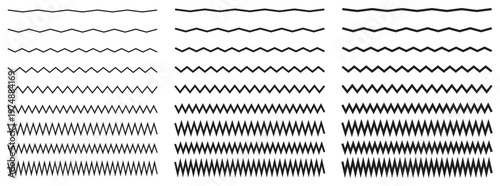 Obraz na plátně Vector zigzag lines and waves, wavy pattern