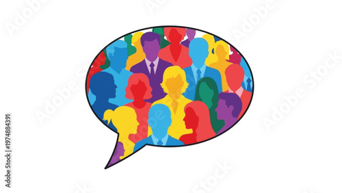 Colorful Speech Bubble with People.