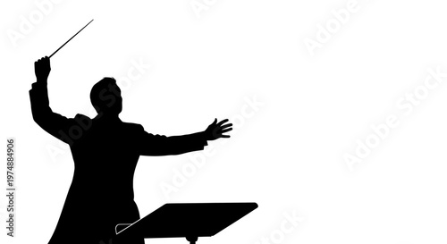 Conductor Leading Orchestra with Baton.