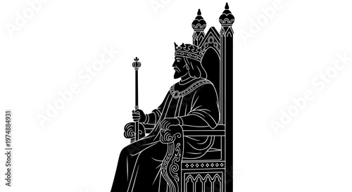King Sitting on Throne Illustration.